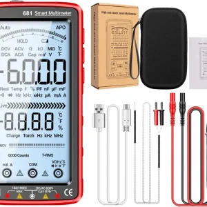 681 Digitální multimetr, multifunkční měřicí přístroj, dobíjecí, AC/DC napětí, bezdotykový zkoušeč napětí, LCD displej, mě...