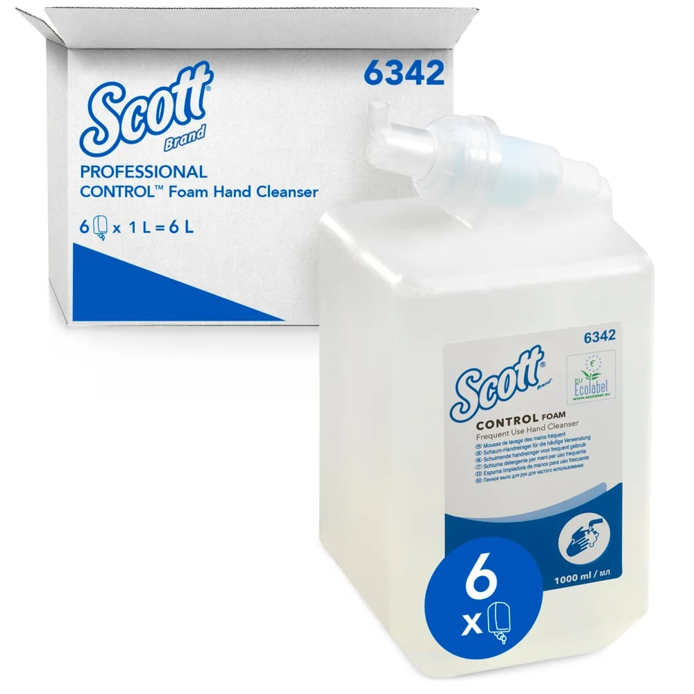 Scott® Control ™ foam hand cleaner frequent use - cassette / transparent / 1 l - 6 cassettes | Cardboard (6 cartridges) Un...