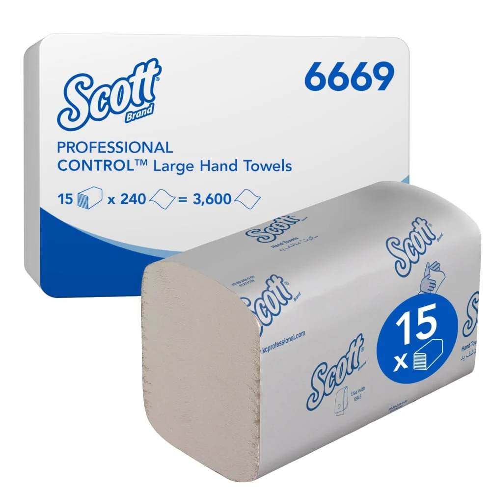 Scott® Control ™ towels - folded / white / large - 15 clips x 240 sheets | Cardboard (15 packages)