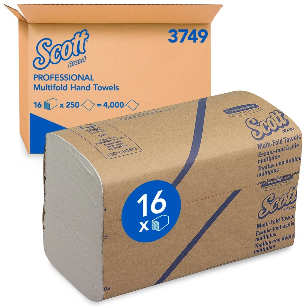 Scott® towels - Multifold / White - 16 Clips x 250 Sheets | Cardboard (16 packages)